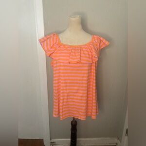 Cato Pink and Orange Striped Blouse